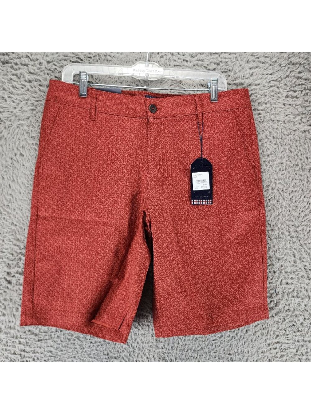 Ben Sherman Shorts Mens 33 Red Print Stretch Mid Rise Regular Fit *NWT*